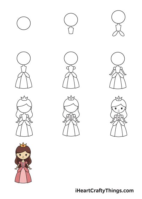 Étapes pour dessiner une princesse Disney chibi