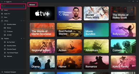 Bibliothèque Apple TV sur PC