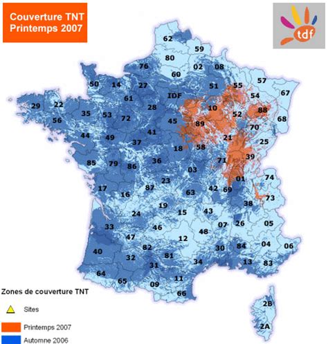 Carte de couverture de la TNT en France