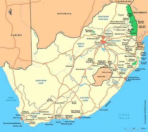 Carte de l'Afrique du Sud
