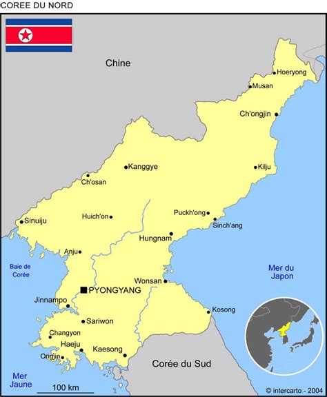 Carte de la Corée du Nord