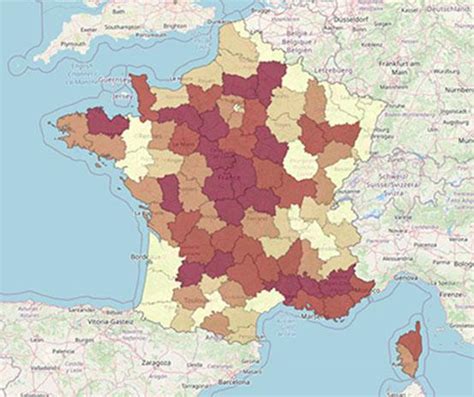 Carte de la densité médicale en France