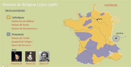 Carte des guerres de religion en France