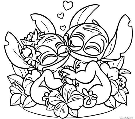 Coloriage Stitch et Angel