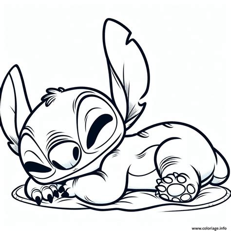 Coloriage Stitch qui dort