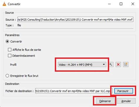 Conversion MXF en MP4