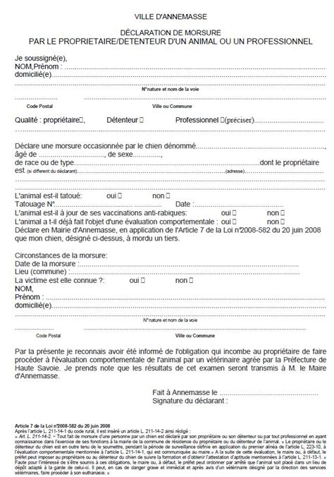 Déclaration de morsure