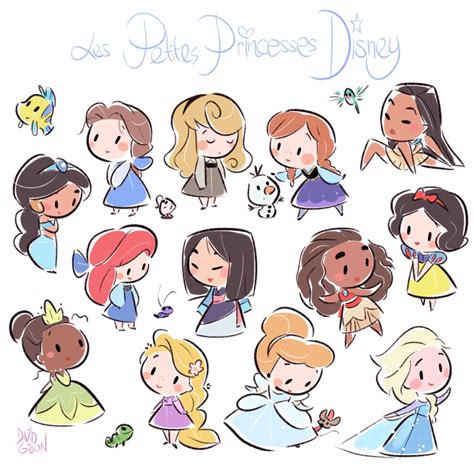 Différentes princesses Disney en version chibi