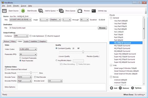 HandBrake Interface