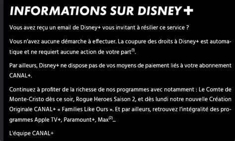 Infographie illustrant la fin du partenariat Canal+ Disney+