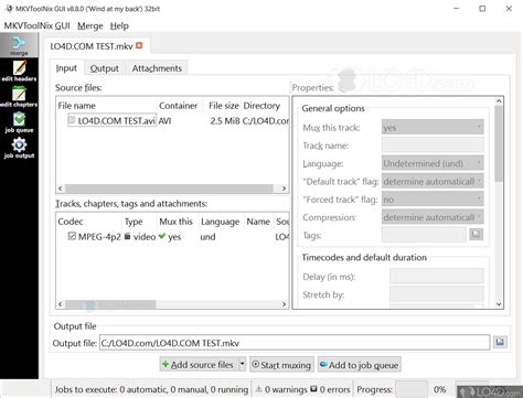 Interface MKVToolNix