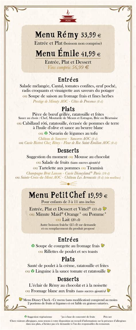 Menu Bistrot Chez Remy