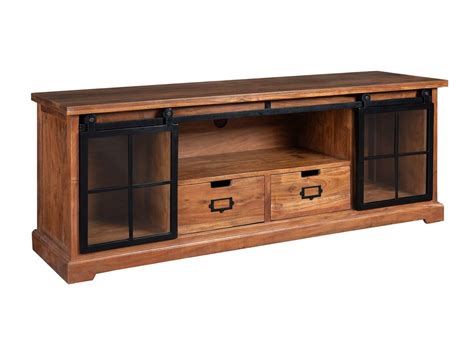 Meuble TV en bois massif et métal