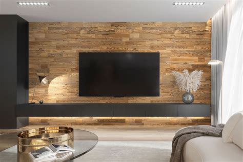 Mur en bois derrière la TV