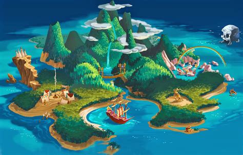Peter Pan sur l'île imaginaire Neverland