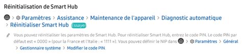 Réinitialisation Smart Hub