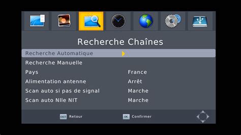 Recherche automatique des chaînes