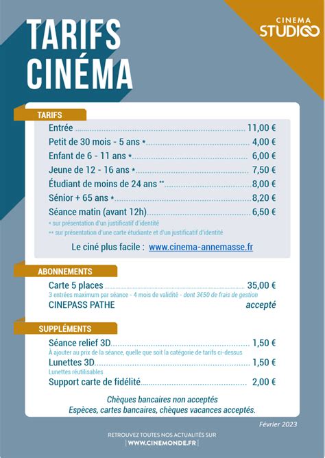 Tarifs Cinéma